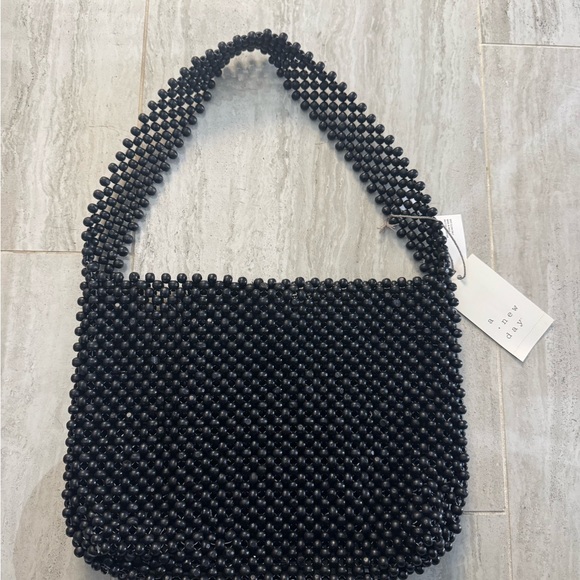 a new day Handbags - a new day Black Beaded Shoulder Bag